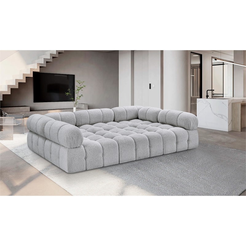 Meridian Furniture Ames Grey Boucle Fabric Modular Sectional
