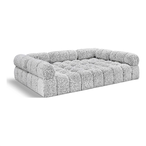 meridian furniture ames grey boucle fabric modular sectional