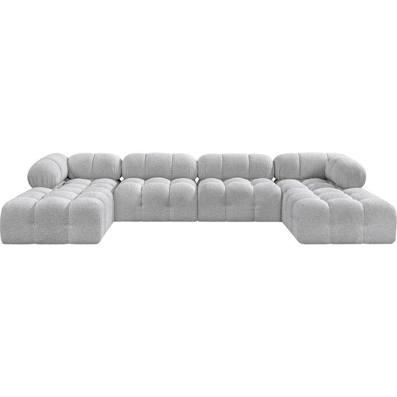 Meridian Furniture Ames Grey Boucle Fabric Modular Sectional
