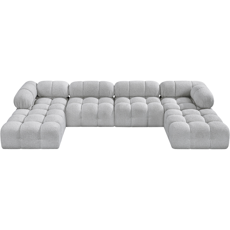 Meridian Furniture Ames Grey Boucle Fabric Modular Sectional