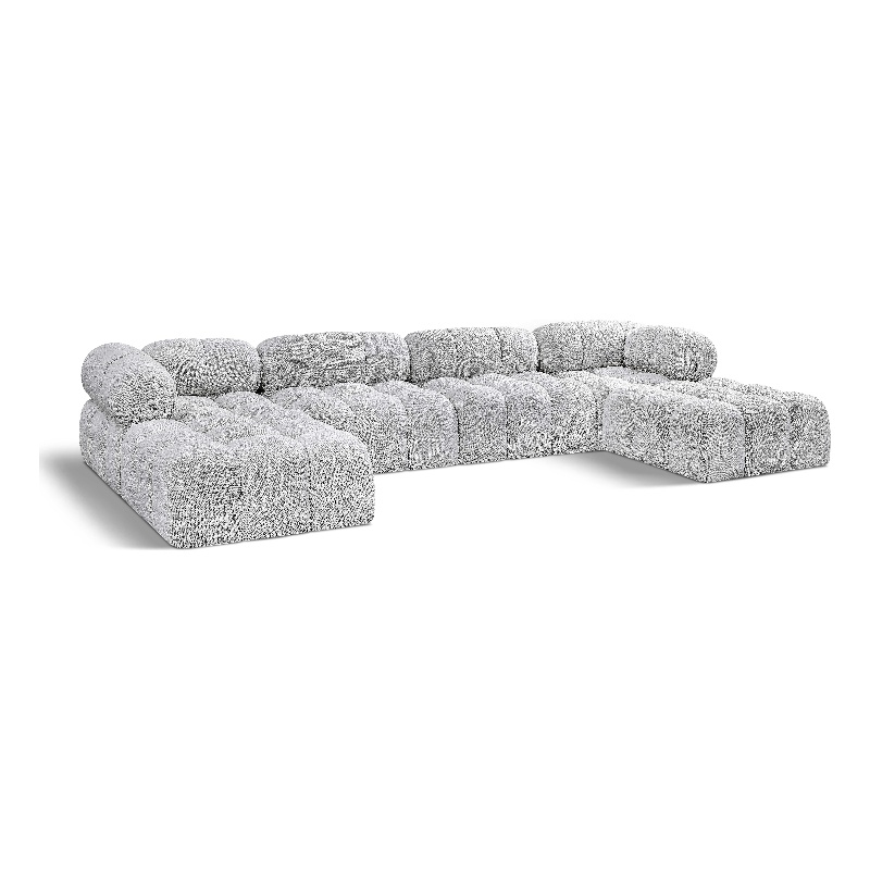 Meridian Furniture Ames Grey Boucle Fabric Modular Sectional