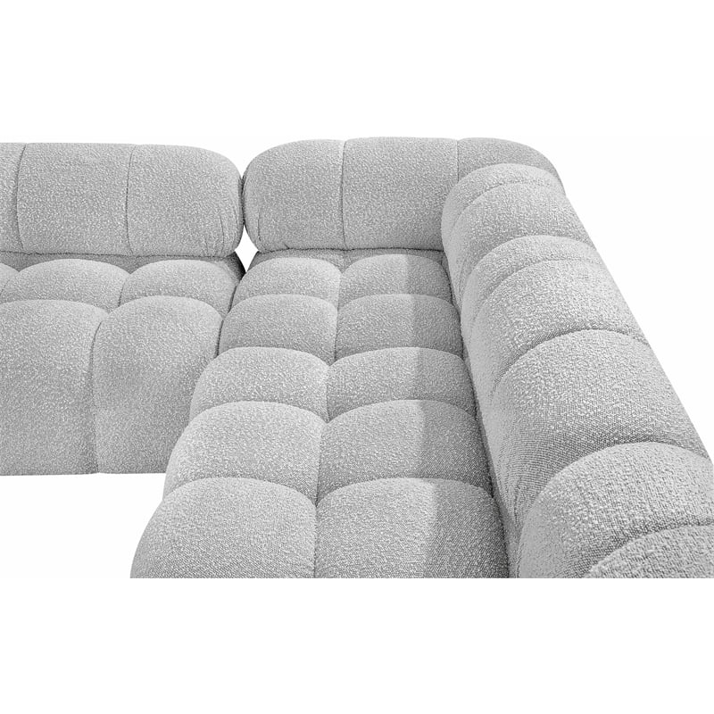 Meridian Furniture Ames Grey Boucle Fabric Modular Sectional