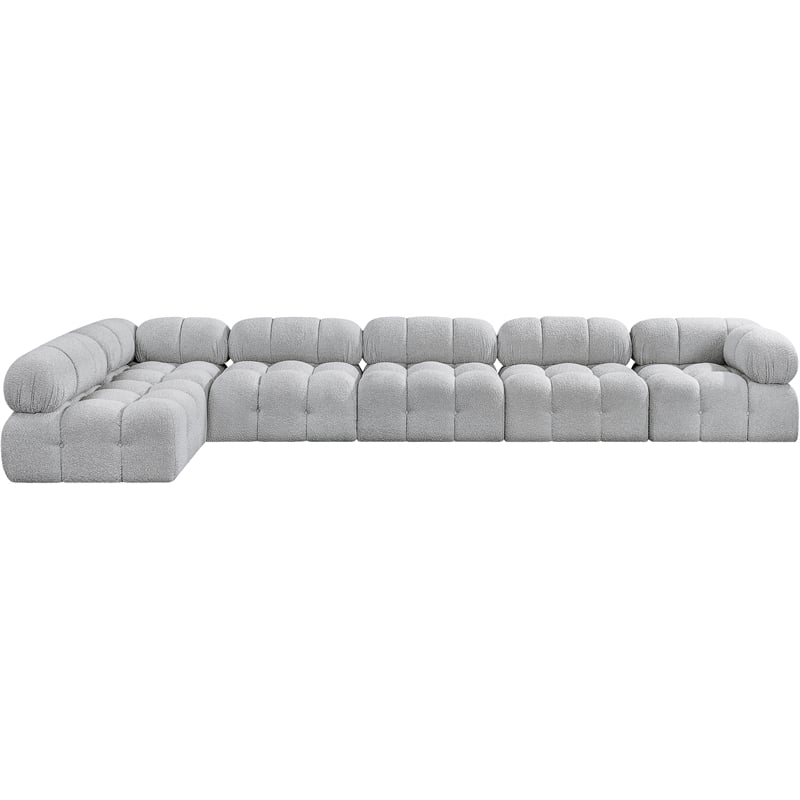 Meridian Furniture Ames Grey Boucle Fabric Modular Sectional
