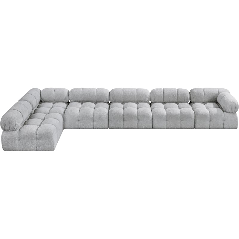 Meridian Furniture Ames Grey Boucle Fabric Modular Sectional