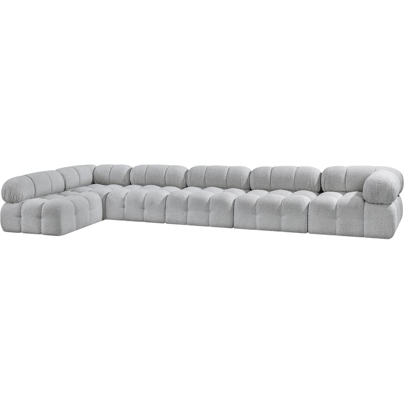 Meridian Furniture Ames Grey Boucle Fabric Modular Sectional