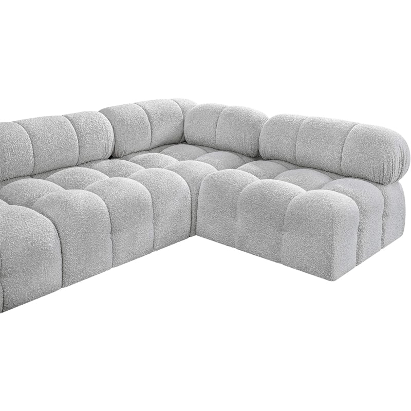 Meridian Furniture Ames Grey Boucle Fabric Modular Sectional