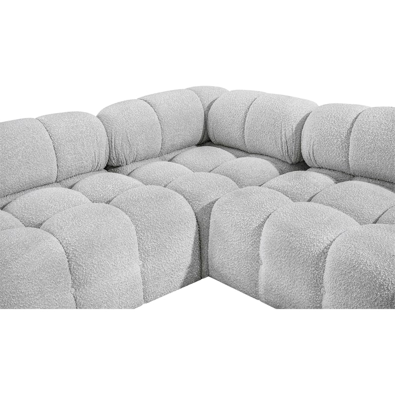Meridian Furniture Ames Grey Boucle Fabric Modular Sectional