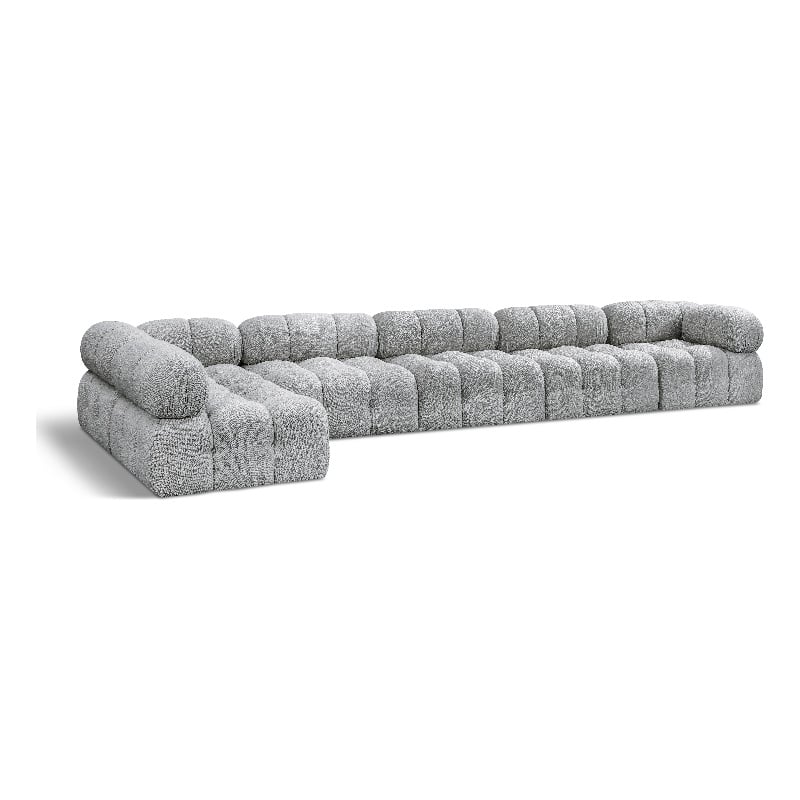 Meridian Furniture Ames Grey Boucle Fabric Modular Sectional