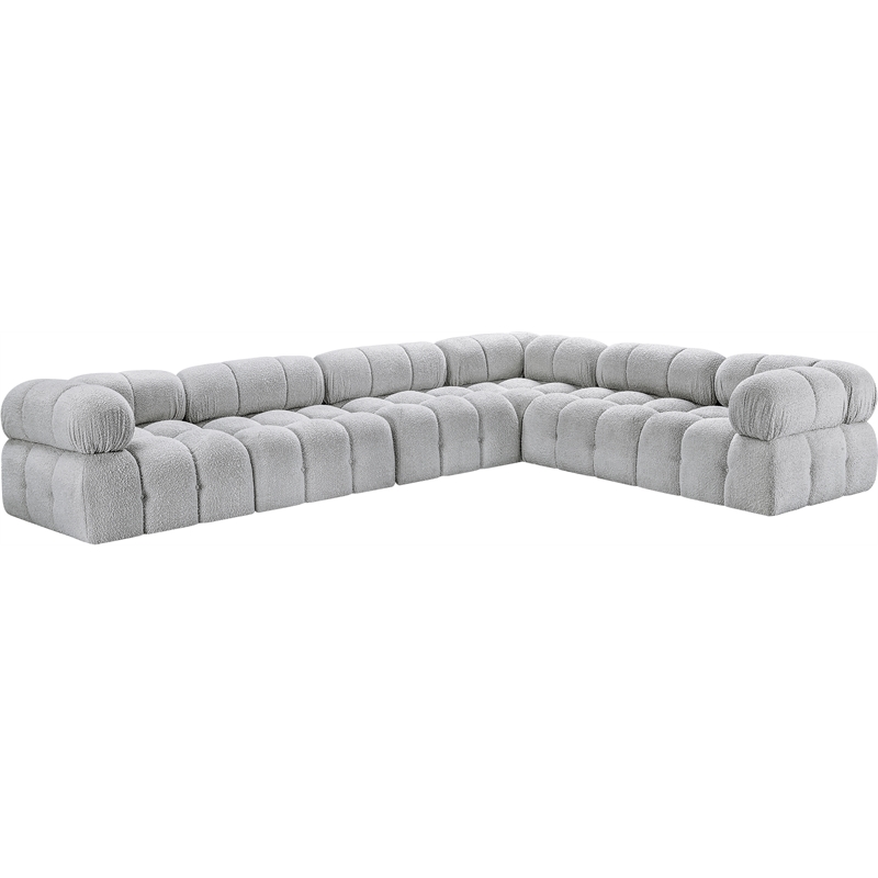 Meridian Furniture Ames Grey Boucle Fabric Modular Sectional
