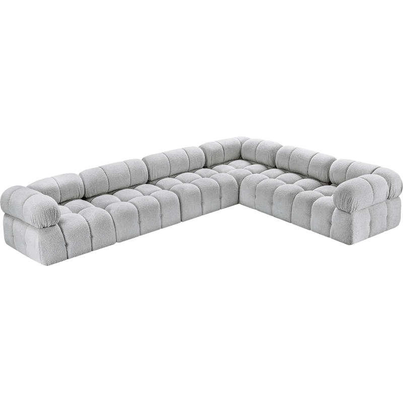 Meridian Furniture Ames Grey Boucle Fabric Modular Sectional