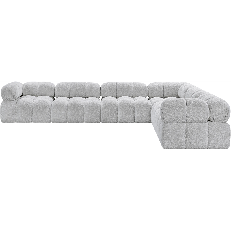 Meridian Furniture Ames Grey Boucle Fabric Modular Sectional