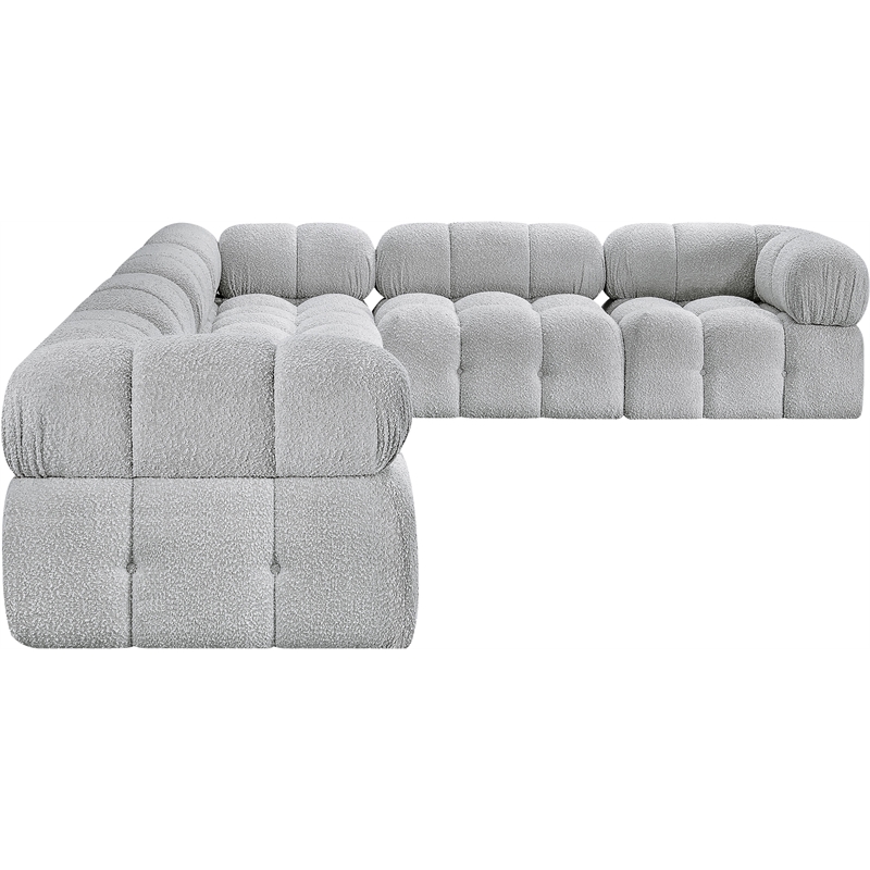 Meridian Furniture Ames Grey Boucle Fabric Modular Sectional