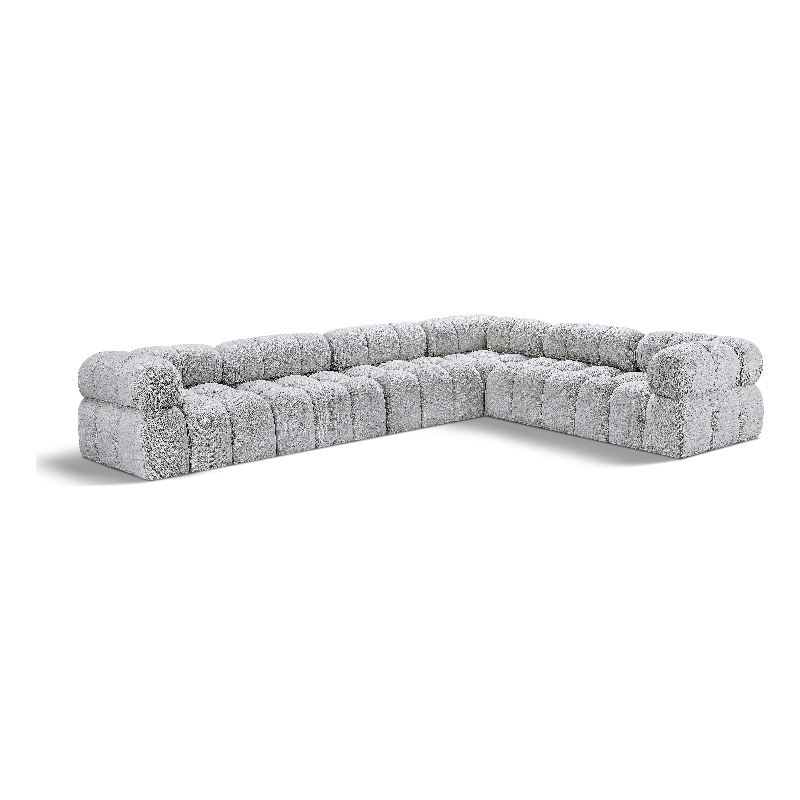 Meridian Furniture Ames Grey Boucle Fabric Modular Sectional