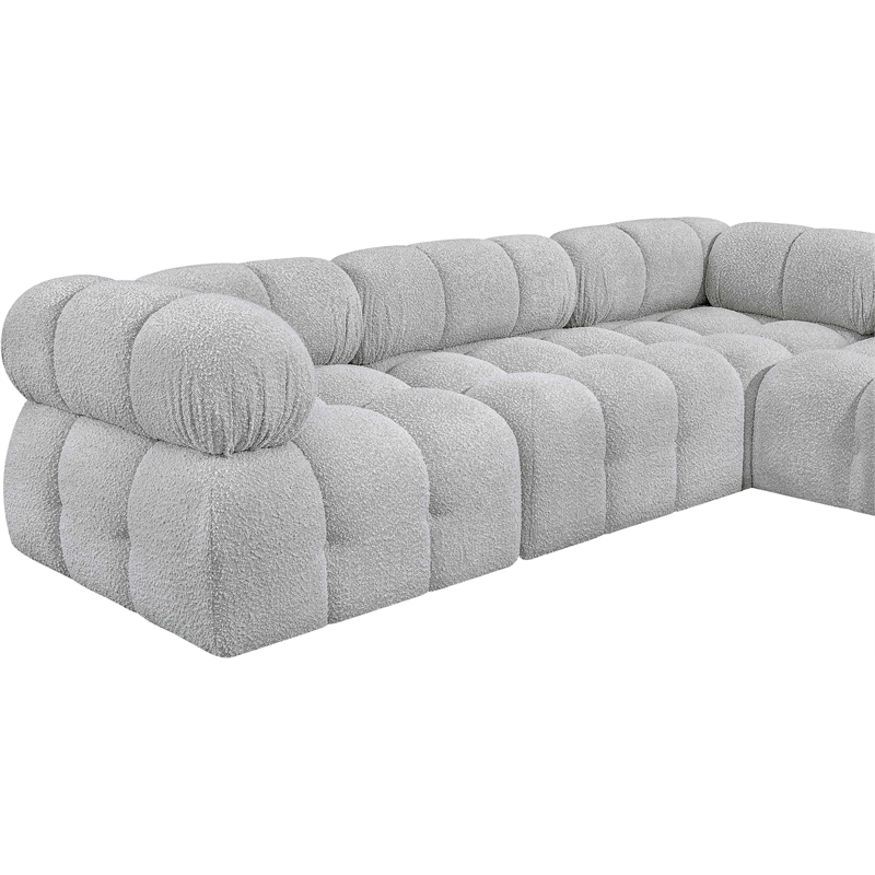 Meridian Furniture Ames Grey Boucle Fabric Modular Sectional