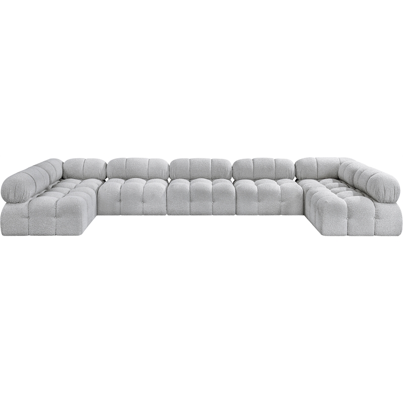 Meridian Furniture Ames Grey Boucle Fabric Modular Sectional