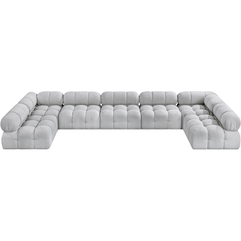 Meridian Furniture Ames Grey Boucle Fabric Modular Sectional