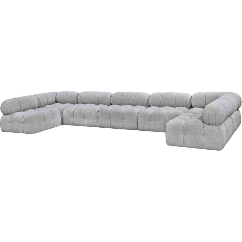 Meridian Furniture Ames Grey Boucle Fabric Modular Sectional