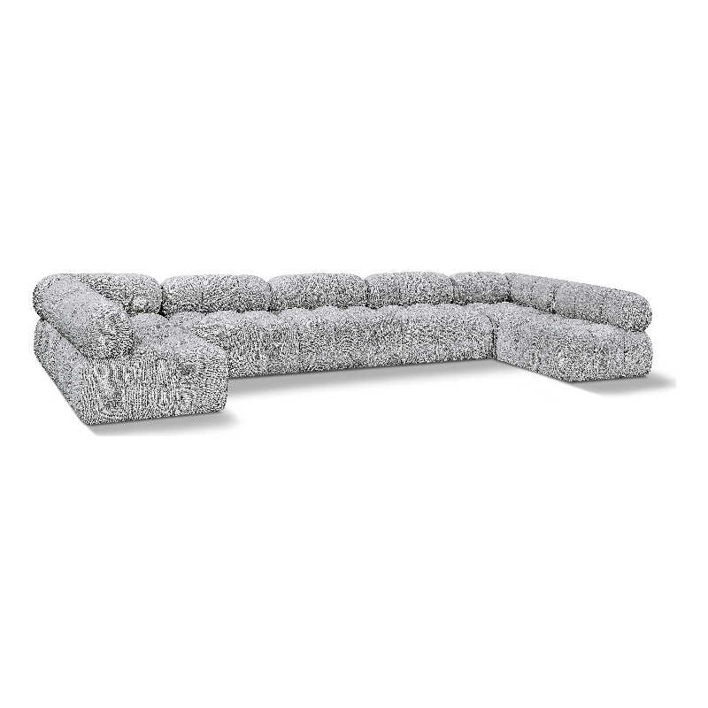 Meridian Furniture Ames Grey Boucle Fabric Modular Sectional
