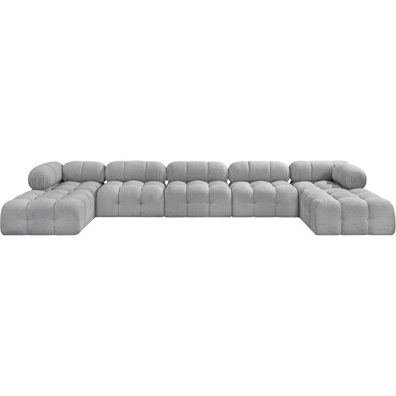 Meridian Furniture Ames Grey Boucle Fabric Modular Sectional