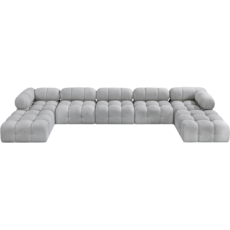 Meridian Furniture Ames Grey Boucle Fabric Modular Sectional