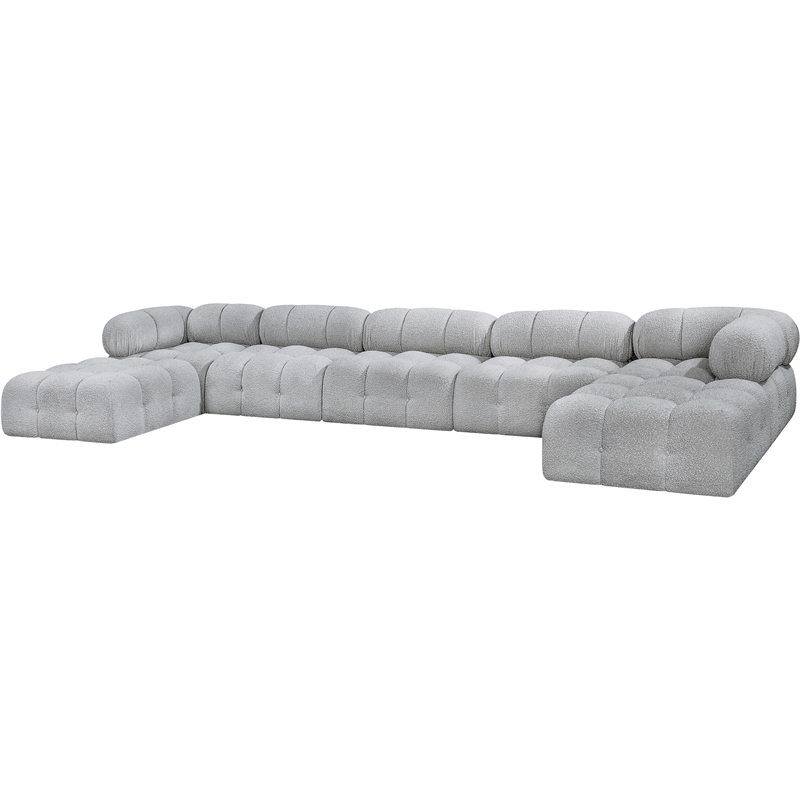 Meridian Furniture Ames Grey Boucle Fabric Modular Sectional