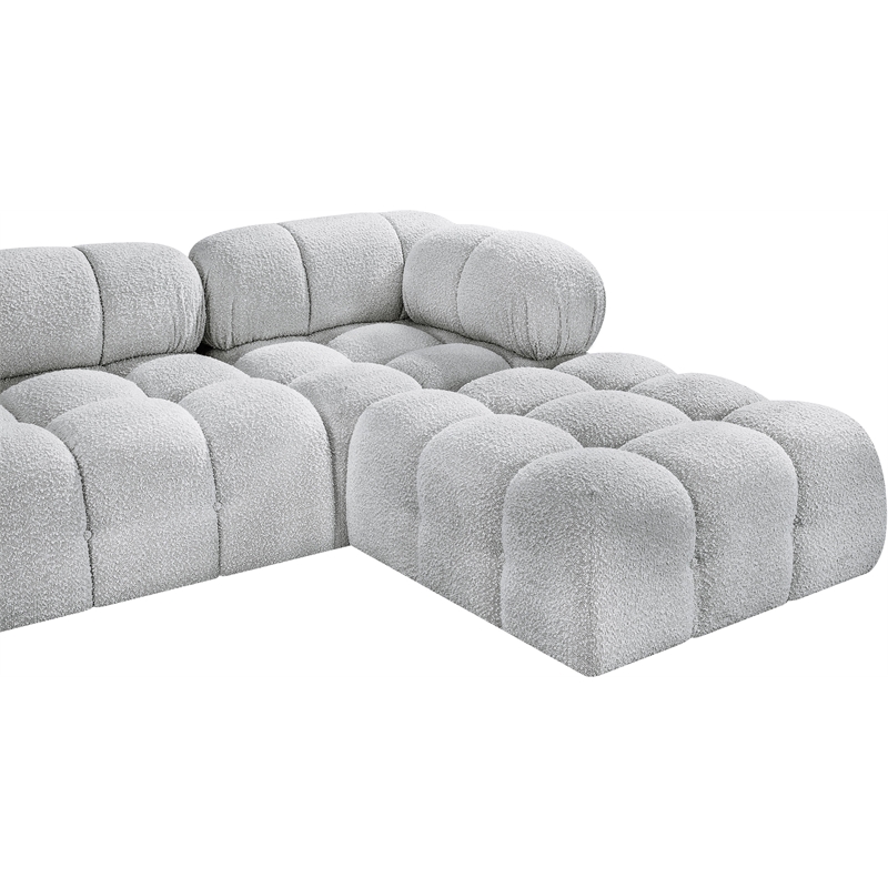 Meridian Furniture Ames Grey Boucle Fabric Modular Sectional