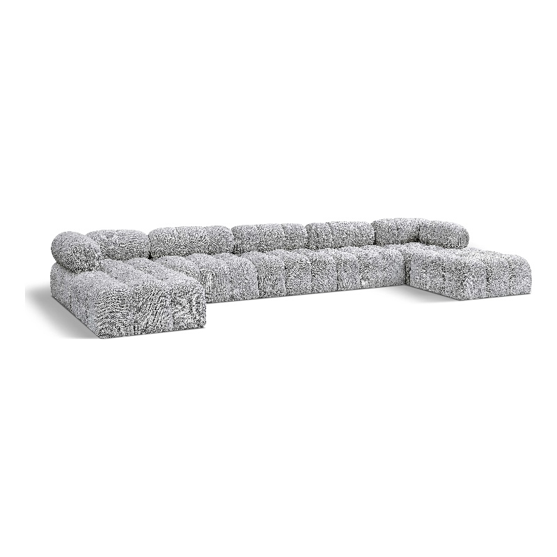 Meridian Furniture Ames Grey Boucle Fabric Modular Sectional