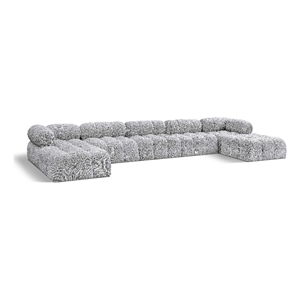meridian furniture ames grey boucle fabric modular sectional