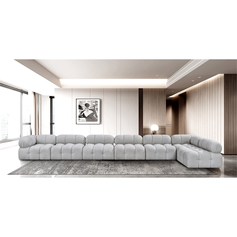 Meridian Furniture Ames Grey Boucle Fabric Modular Sectional