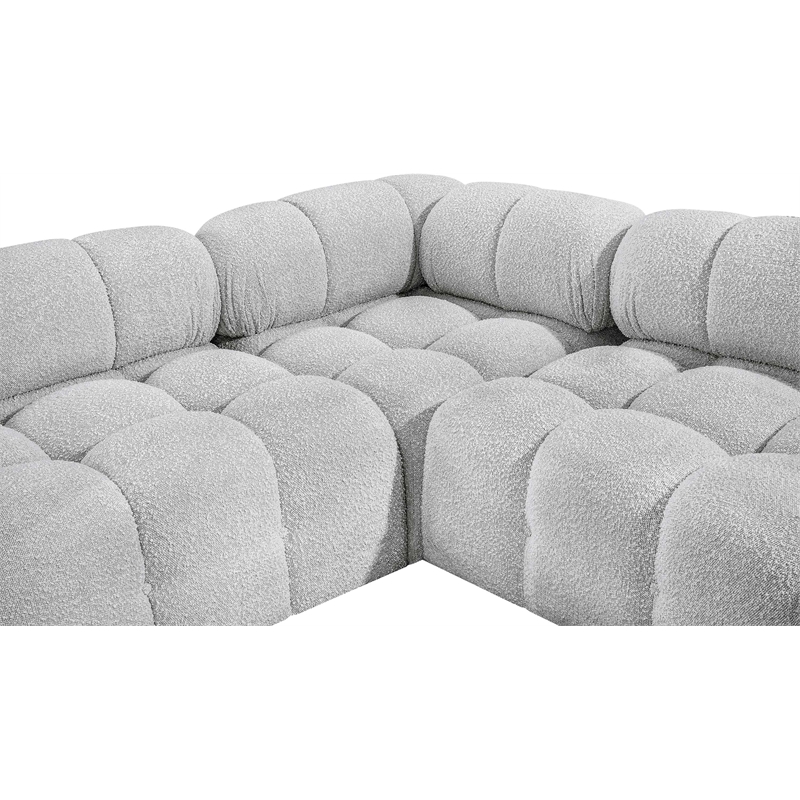 Meridian Furniture Ames Grey Boucle Fabric Modular Sectional