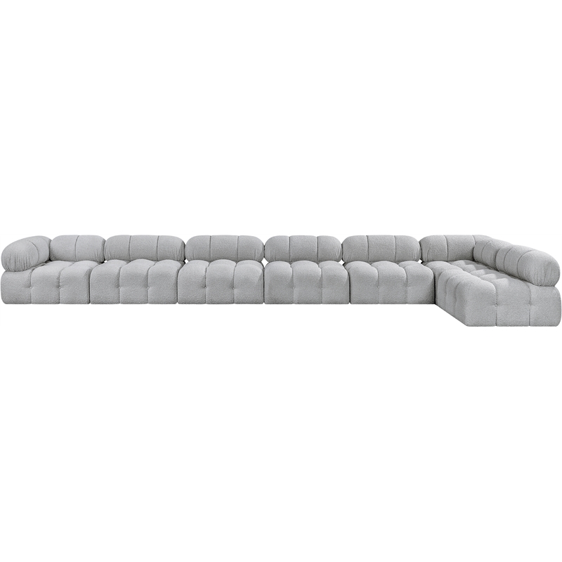 Meridian Furniture Ames Grey Boucle Fabric Modular Sectional
