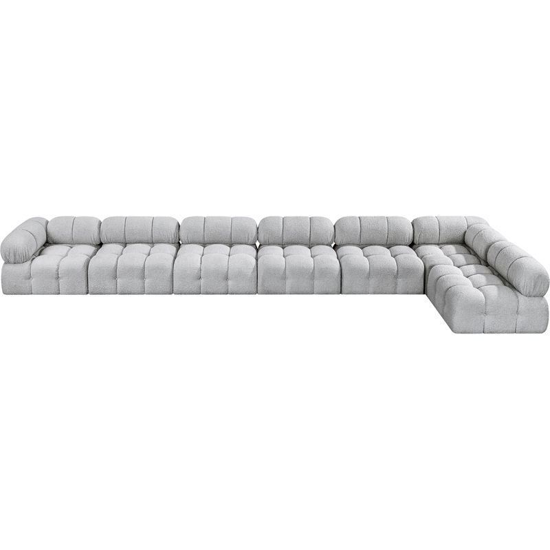 Meridian Furniture Ames Grey Boucle Fabric Modular Sectional