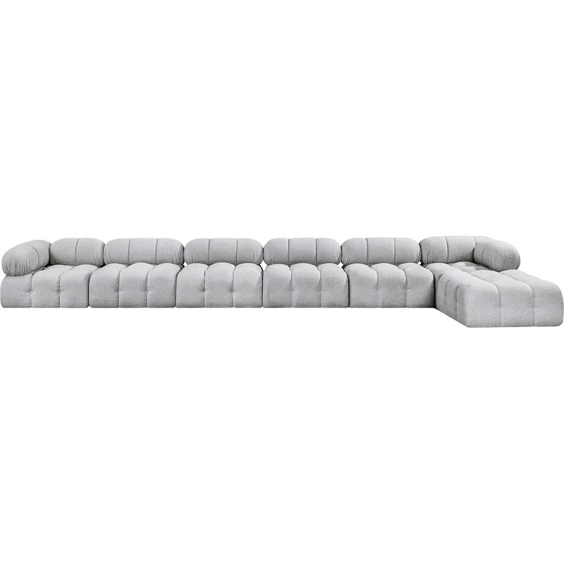 Meridian Furniture Ames Grey Boucle Fabric Modular Sectional