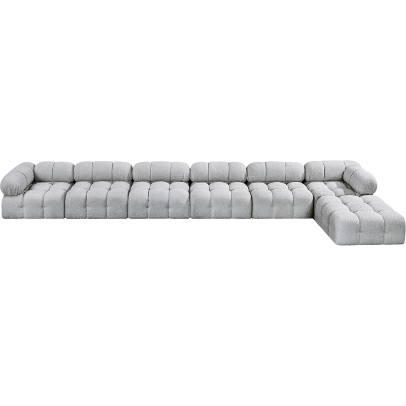 Meridian Furniture Ames Grey Boucle Fabric Modular Sectional