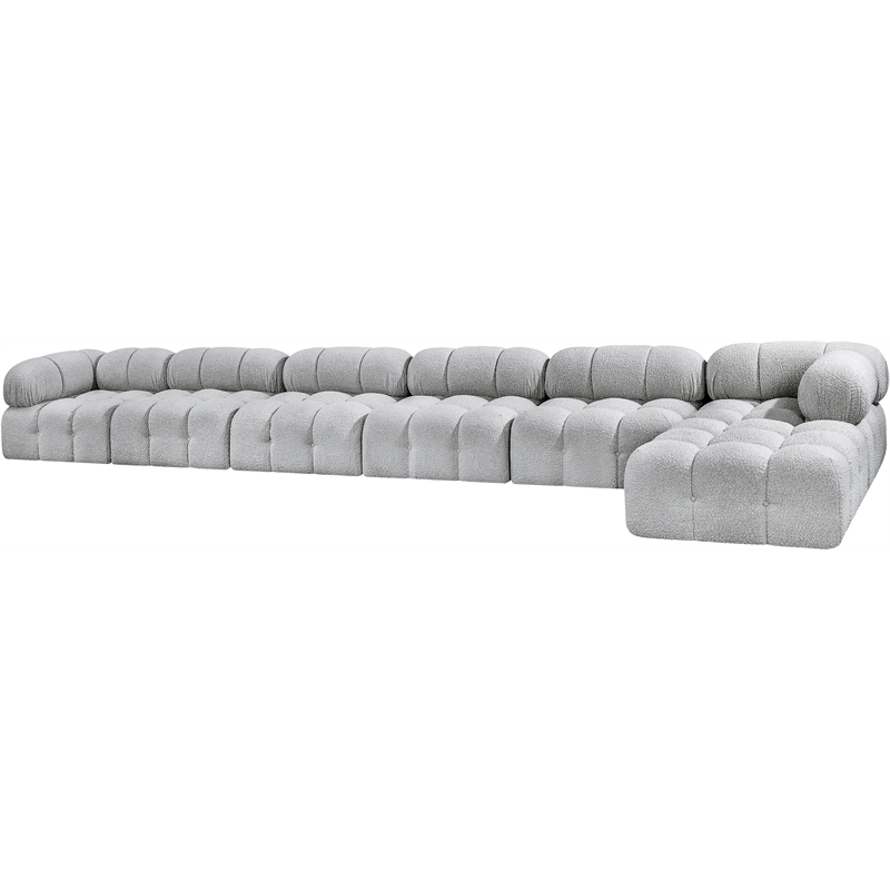 Meridian Furniture Ames Grey Boucle Fabric Modular Sectional