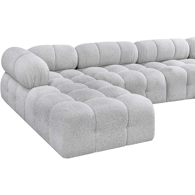 Meridian Furniture Ames Grey Boucle Fabric Modular Sectional