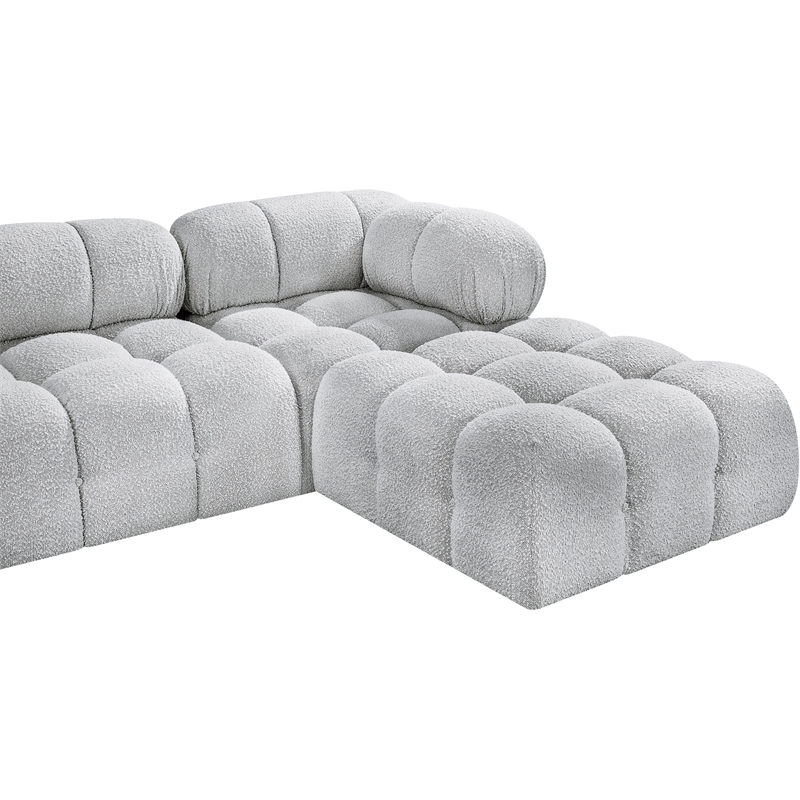 Meridian Furniture Ames Grey Boucle Fabric Modular Sectional