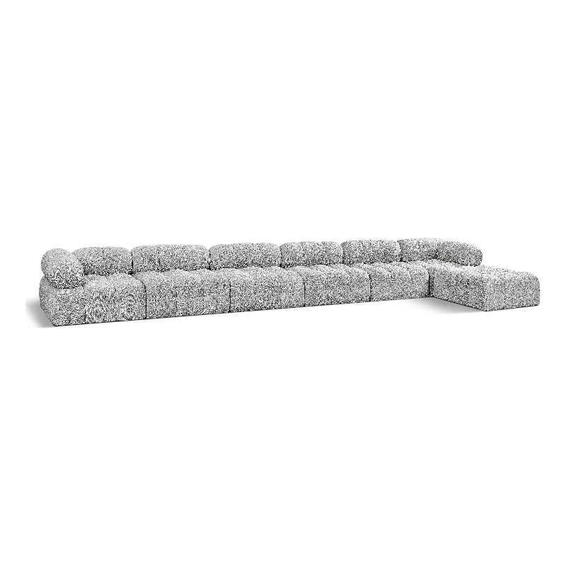 Meridian Furniture Ames Grey Boucle Fabric Modular Sectional