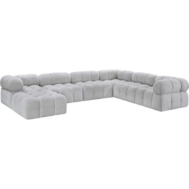 Meridian Furniture Ames Grey Boucle Fabric Modular Sectional