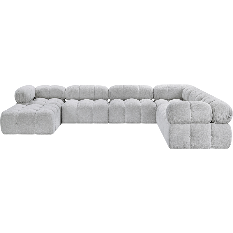 Meridian Furniture Ames Grey Boucle Fabric Modular Sectional