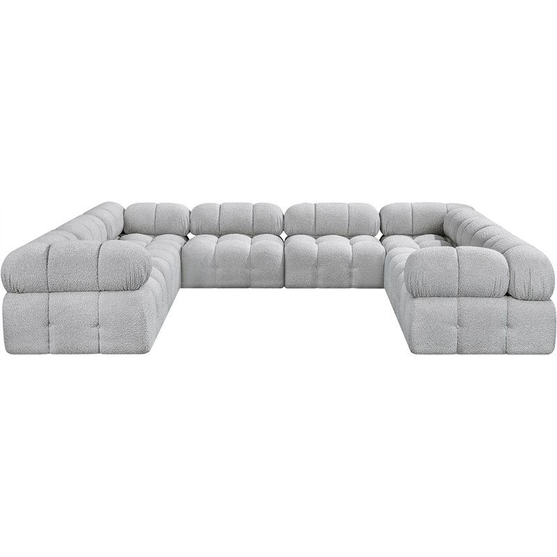 Meridian Furniture Ames Grey Boucle Fabric Modular Sectional