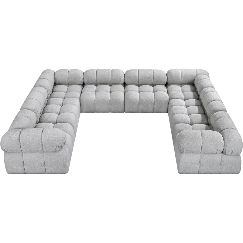 Meridian Furniture Ames Grey Boucle Fabric Modular Sectional