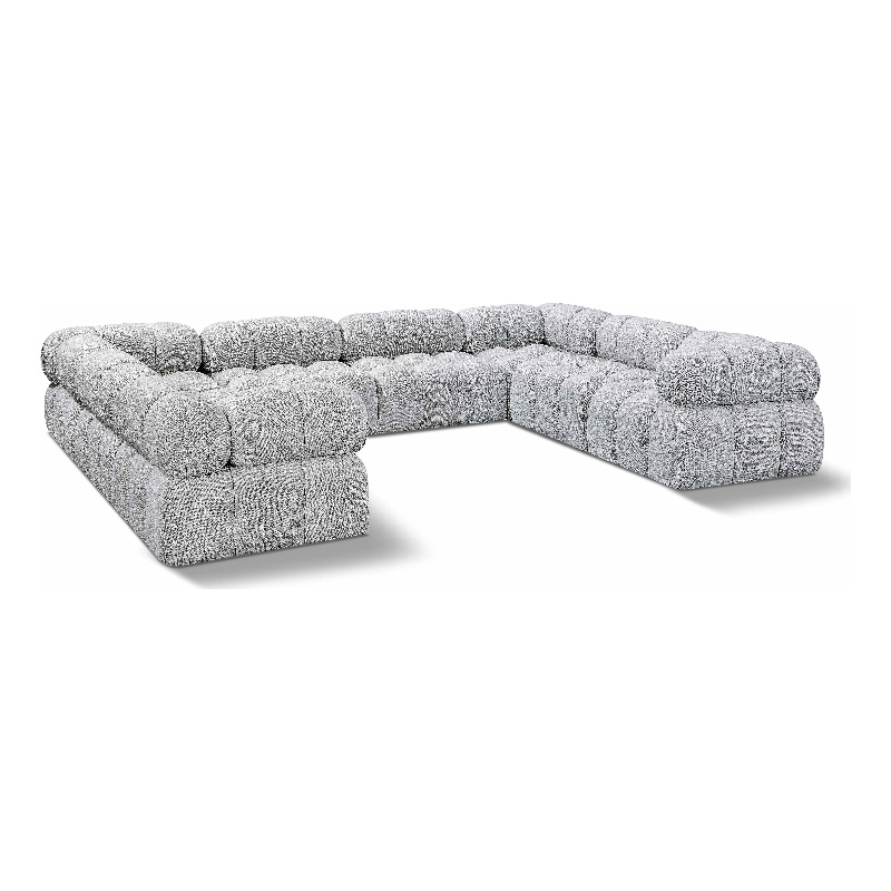 Meridian Furniture Ames Grey Boucle Fabric Modular Sectional