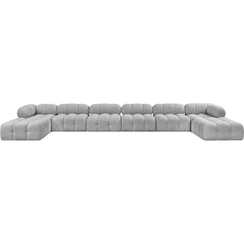 Meridian Furniture Ames Grey Boucle Fabric Modular Sectional