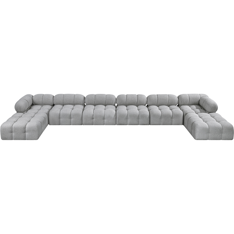 Meridian Furniture Ames Grey Boucle Fabric Modular Sectional