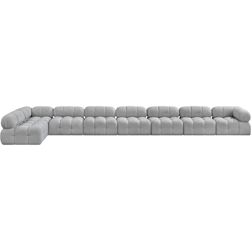 Meridian Furniture Ames Grey Boucle Fabric Modular Sectional