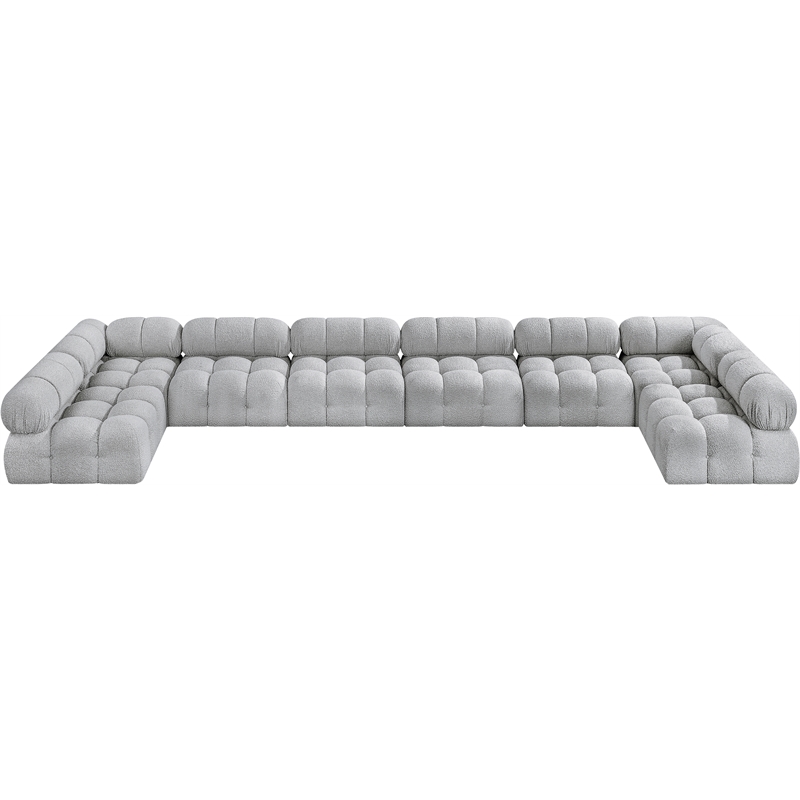 Meridian Furniture Ames Grey Boucle Fabric Modular Sectional