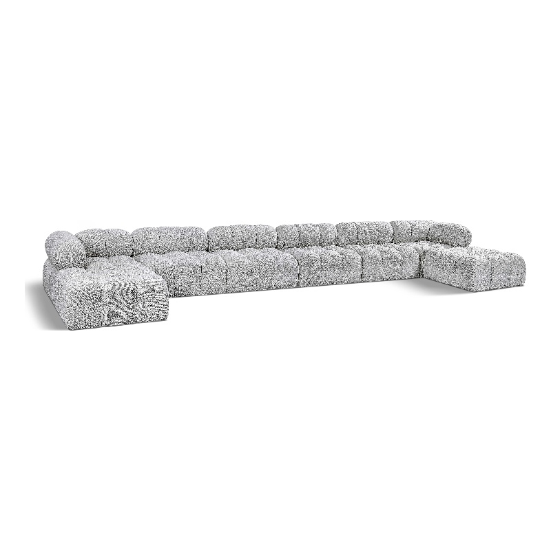 Meridian Furniture Ames Grey Boucle Fabric Modular Sectional