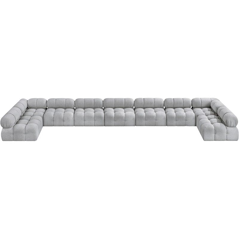 Meridian Furniture Ames Grey Boucle Fabric Modular Sectional