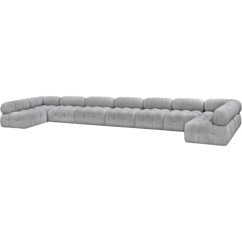 Meridian Furniture Ames Grey Boucle Fabric Modular Sectional